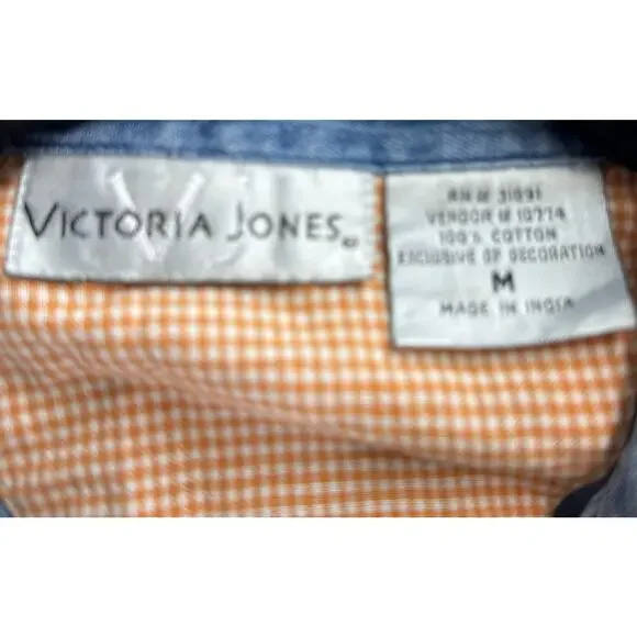 Vintage Victoria Jones Button Up  Long Sleeves Autumn/Fall Jean Shirt (READ) - Picture 7 of 9